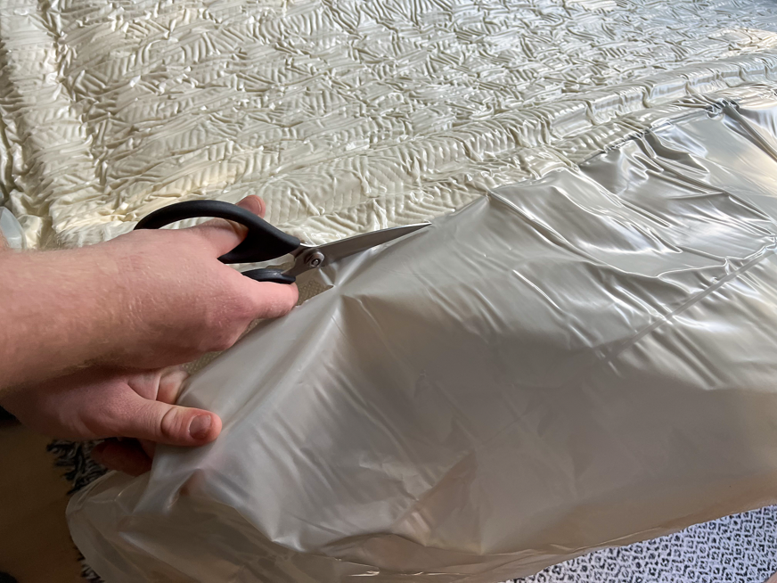 Panda Hybrid Bamboo mattress being opened